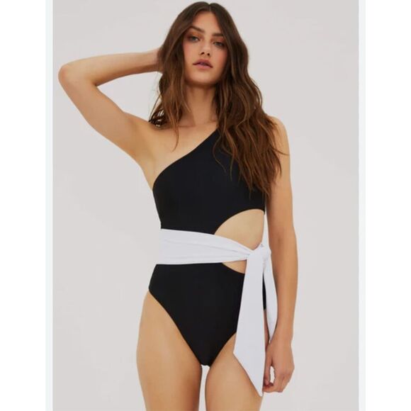 ✨ BEACH RIOT “Carlie” One-Shoulder Cutout Swimsuit – Size S – Made in USA - Picture 1 of 16
